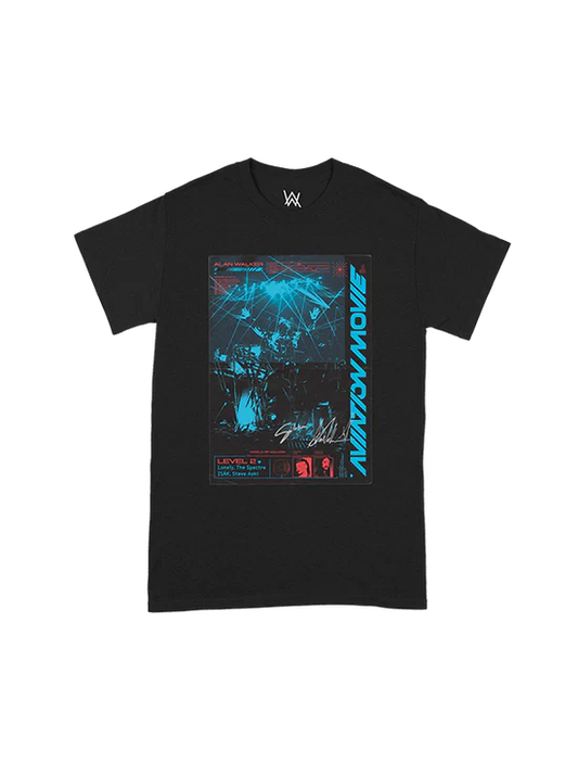 Alan Walker Aviation Movie Level 2 Tee featuring the dynamic concert scene movie poster.