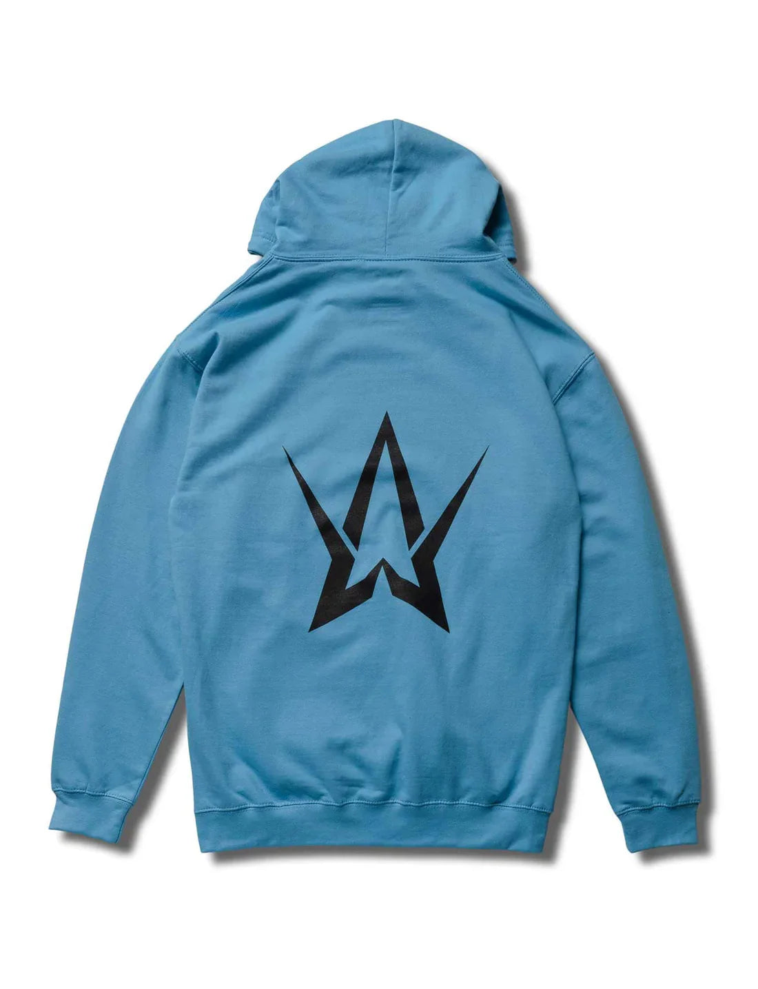 Back view of the Blue Walker Stage Hoodie showcasing a large contrasting Alan Walker logo for a bold fan statement.