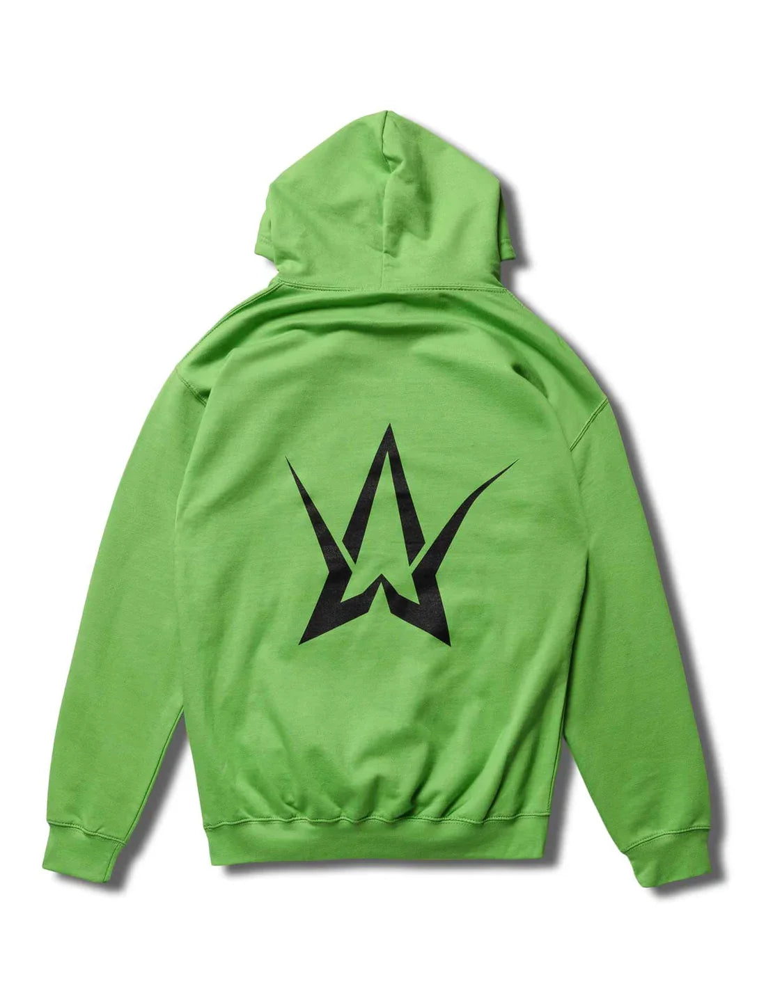 Back view of the eye-catching green Alan Walker Hoodie featuring the bold Walkerverse emblem.