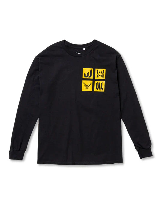 Alan Walker's Black Walkerverse 2.0 Longsleeve showcasing the iconic yellow symbols on the chest, merging music with style.