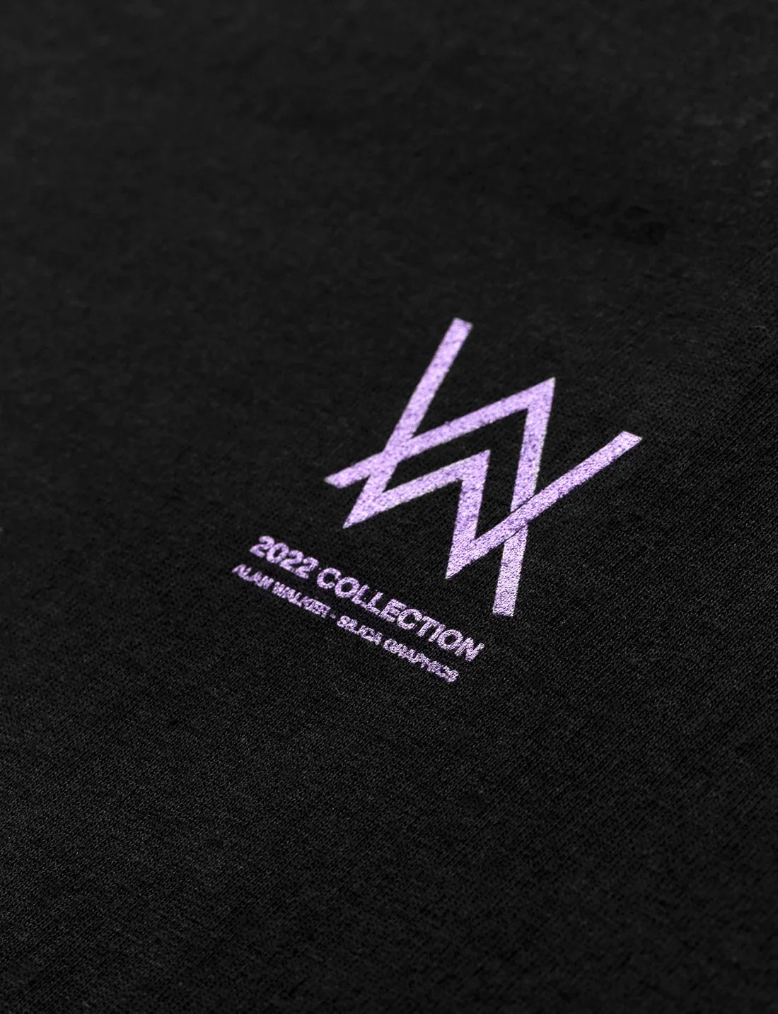 Close-up view highlighting the intricate '2022 Collection' text in purple on the front of the Melting Rose Hoodie.