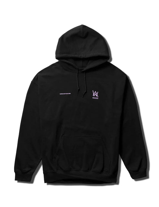 Sleek black Melting Rose Hoodie with subtle 'World of Walker' text on the chest, a staple for any Alan Walker fan.