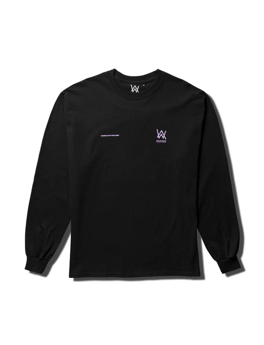 Stylish black Melting Rose Longsleeve featuring a minimalist 'World of Walker' logo on the chest for a subtle yet chic look.