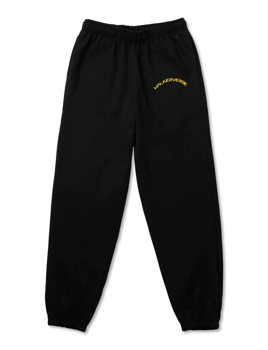 Black Walkerverse-themed sweatpants with signature logo on the upper left.